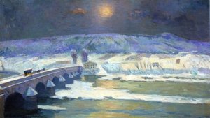 The Bridge Over The Allier At Pont-du-chateau In Winter — Albert-charles Lebourg
