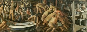 Shipbuilding On The Clyde Bending The Keel Plate (right) — Sir Stanley Spencer