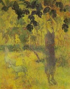Man Picking Fruit From A Tree — Eugène Henri Paul Gauguin, Post-impressionism