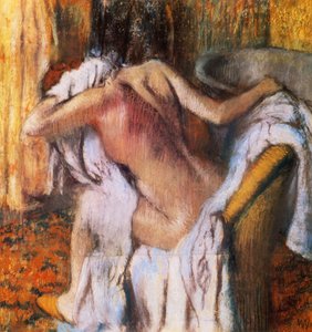 After The Bath, Woman Drying Herself — Edgar Degas, Impressionism