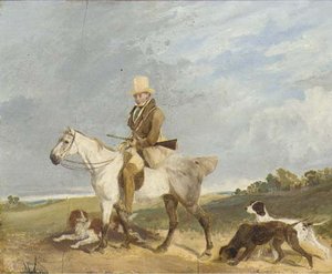 A Huntsman On His Pony With His Gundogs — Abraham Cooper