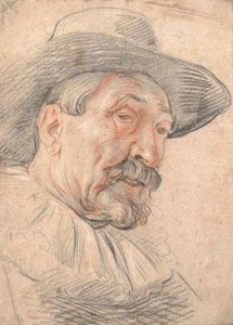 A Bearded Man, Bust-length, Wearing A Broad Brimmed Hat And A Ruff — Jacob Jordaens
