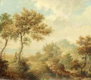 Landscape With A Small Pond In The Foreground — Samuel John Egbert Jones