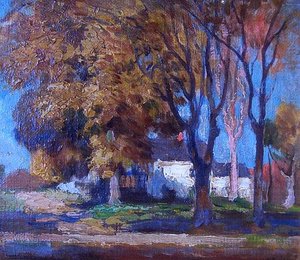 Autumn Landscape With Home, (painting) — Mathias Joseph Alten, Impressionism