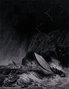 The Boats Off Walden Island In A Snow Storm — George Francis Lyon