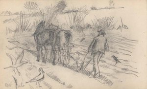 Study Of A Man Ploughing A Field With Two Plough Horses — Sir George Clausen