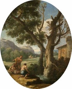 Landscape with Three Fishermen by a Stream