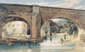Wetherby Bridge, Yorkshire, Looking Through The Bridge To The Mills — Thomas Girtin
