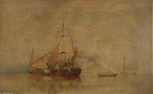 A Ketch In Action With Feluccas — William John Huggins