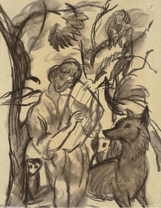 Woman With Lyre And Dog — August Macke