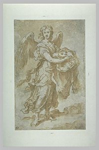 Angel Holding The Tunic And Dice — Bartolomé Esteban Murillo