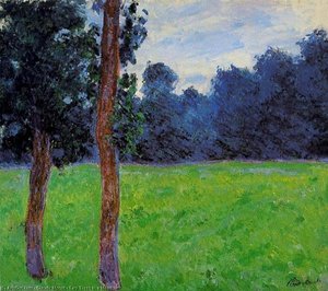 Two Trees In A Meadow — Claude Monet
