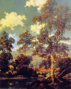Early Autumn White Birch — Maxfield Parrish