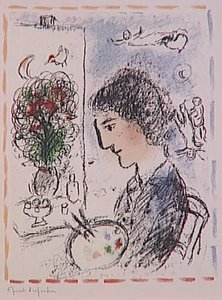 A Flowered Easel — Marc Chagall