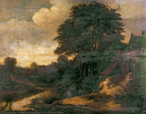 River Scene In A Village — Roelof Jansz Van Vries