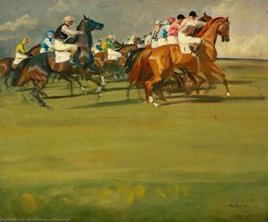 Moving Up To The Start, Newmarket, Suffolk — Sir Alfred James Munnings