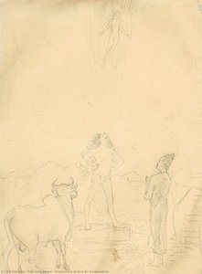 Preparatory Sketch For Gangavatran — Raja Ravi Varma, Academic Realism