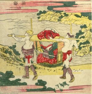 Traveler In A Palanquin — Katsushika Hokusai, Impressionism