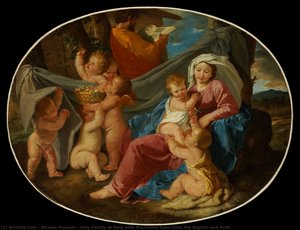 Holy Family At Rest With The Infant Saint John The Baptist And Putti — Nicolas Poussin, Baroque Classicism