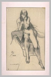 Nude Woman Sitting On A Saddle, Front — Jules Joseph Lefebvre