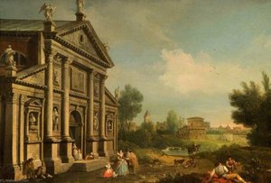 Capriccio With The Facade Of The Redentore, Venice, Italy — Francesco Zuccarelli
