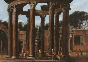 A Ruined Temple with a Sacrificial Scene