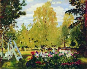 Landscape With A Flower Bed — Boris Mikhailovich Kustodiev