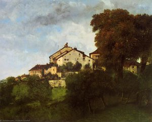 The Houses Of The Chateau D_ornans — Gustave Courbet, Romantic Realism