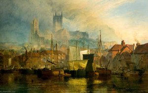 Lincoln Cathedral From Brayford — Henry Thomas Dawson, Realism