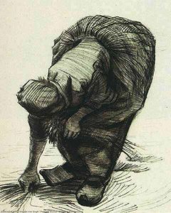 Peasant Woman Stooping And Gleaning — Vincent Willem Van Gogh, Post-impressionism