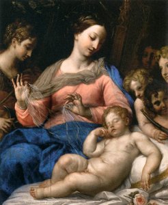 The Sleep Of The Infant Jesus, With Musician Angels — Carlo Maratta, Baroque Classicizing Style