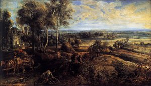 Autumn Landscape With A View Of Het Steen — Peter Paul Rubens, Flemish Baroque