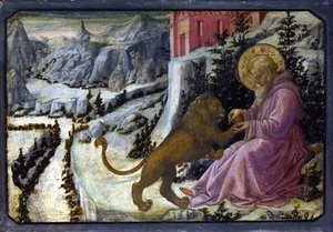 Saint Jerome And The Lion - Predella Panel — Filippo Di Tommaso Lippi