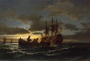 Sea At Night — Anton Melbye (daniel Herman Anton Melbye)