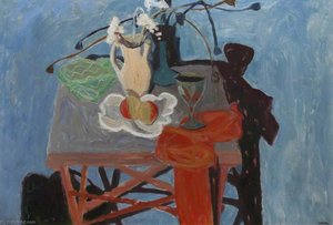 Still Life With Jug Of Flowers, Goblet And Fruit — Sir William George Gillies