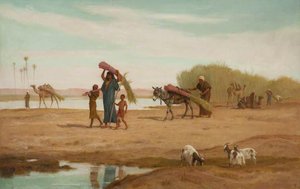 Getting In The Sugar Cane, River Nile — Frederick Goodall
