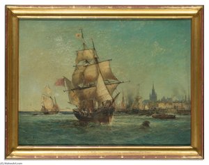 Ships In The Port Of Calais — Jules Achille Noel