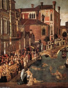 Miracle Of The Cross At The Bridge Of San Lorenzo (detail) — Gentile Bellini, Early Renaissance