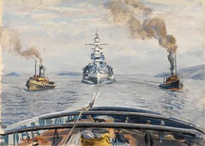 Hms 'malaya' In Tow — Stephen Bone