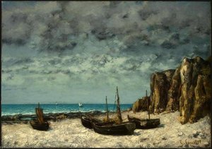 Boats On A Beach, Etretat, After Ng Washington — Gustave Courbet