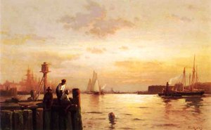 Early Dawn, New York Harbor — Edward Moran