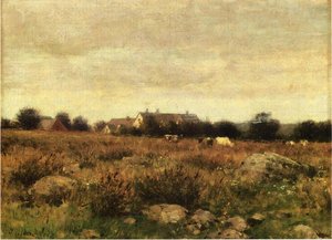 Houses In Pasture — Julian Alden Weir, Tonalism