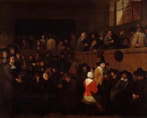 A Quaker Meeting With A Self Portrait — Egbert Van Heemskerck Ii