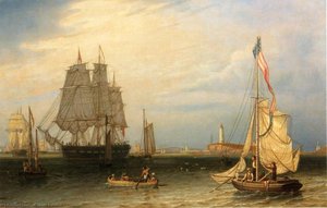 Shipping In President Roads, Off Boston Light — Robert W. Salmon, Luminism