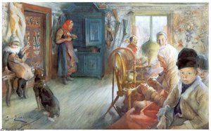 Interior Campesino En Invierno — Carl Larsson
