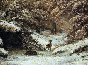 Deer Taking Shelter In Winter — Gustave Courbet, Realism