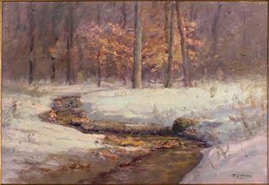 Ravine In Winter (morning Stream In Snow) — Theodore Clement Steele, Impressionism