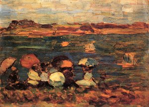 Beach Scene, St. Malo — Maurice Brazil Prendergast