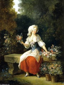 Flower-woman In Red Apron