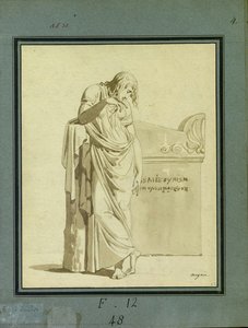 Woman Standing In Front Of A Tomb — Charles Meynier